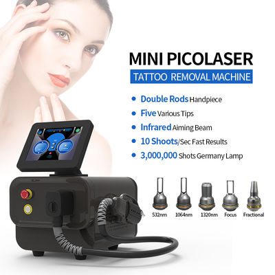 Compacte en veelzijdige laser tatoeage verwijdering apparatuur 1000W Laser Power Double Rods φ7 φ8 560*370*550mm